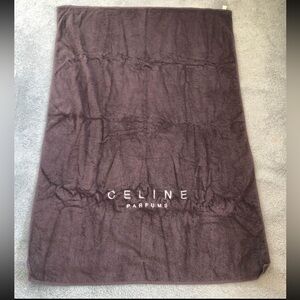 New Celine parfum embroidered logo dark brown terry beach towel Turkish cotton